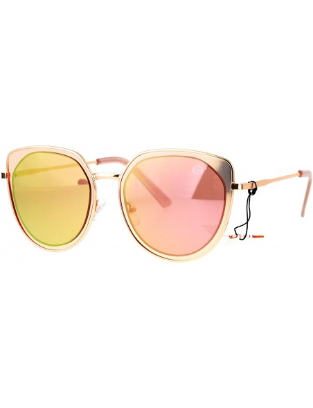 Round Designer Fashion Sunglasses Womens Metal Retro Half Round Frame UV 400 - Gold (Pink Mirror) - C7185NG303Q $10.02