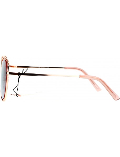 Round Designer Fashion Sunglasses Womens Metal Retro Half Round Frame UV 400 - Gold (Pink Mirror) - C7185NG303Q $10.02