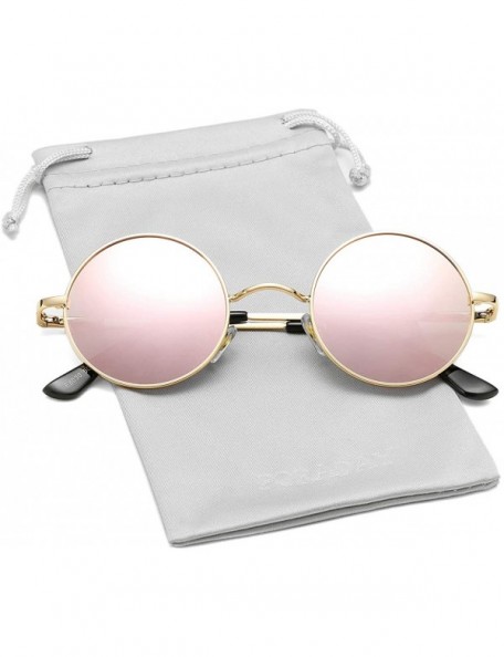 Round Retro Small Round Polarized Sunglasses John Lennon Hipple Sun Glasses Metal Frame UV400 Protection Lens - CT1949E42OS $...
