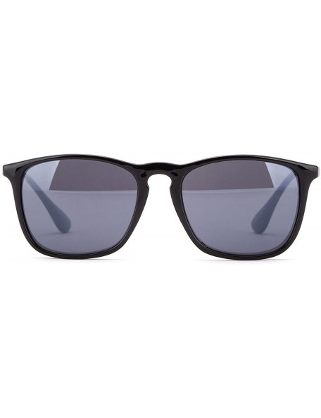 Square Newbee Fashion Classic Unisex Keyhole Fashion Clear Lens Eye Glasses & Sunglasses with Flash Lens - Black/Smoke - C418...