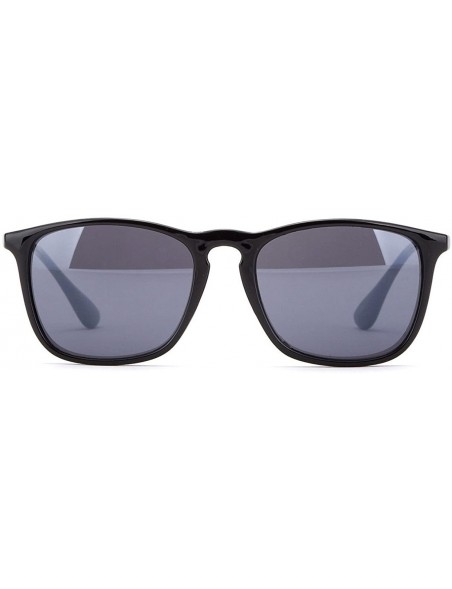 Square Newbee Fashion Classic Unisex Keyhole Fashion Clear Lens Eye Glasses & Sunglasses with Flash Lens - Black/Smoke - C418...