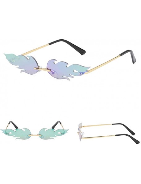 Rimless Women Vintage Sunglasses Fire Mirror Metal Rimless Sun Glasses for Men Narrow Eyewear - Green Mirror - CI18WX9OZZL $1...