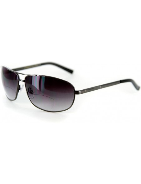 Sport Mod Aviators" Fashion Bifocal Sunglasses for Men and Women (Gun/Smoke +2.00) - Gun W/ Smoke Lens - CK11I7PT5XZ $23.43