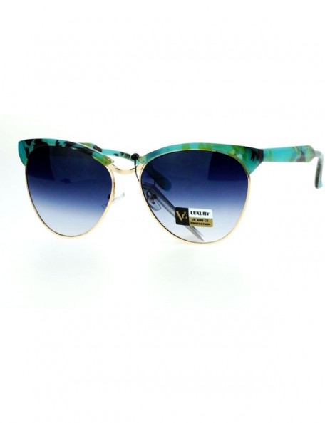 Butterfly Womens Luxury Fashion Butterfly Half Rim Floral Print Sunglasses - Green - C012HVJAFET $11.67