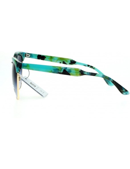 Butterfly Womens Luxury Fashion Butterfly Half Rim Floral Print Sunglasses - Green - C012HVJAFET $11.67