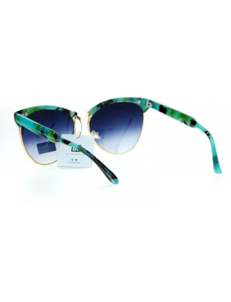 Butterfly Womens Luxury Fashion Butterfly Half Rim Floral Print Sunglasses - Green - C012HVJAFET $11.67