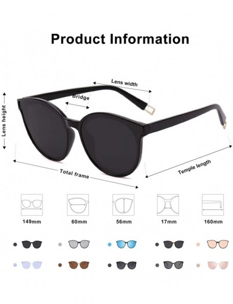 Oval Fashion Round Sunglasses for Women Men Oversized Vintage Shades SJ2057 - C1 Black Frame/Grey Lens - CM18D8YZAMC $17.63