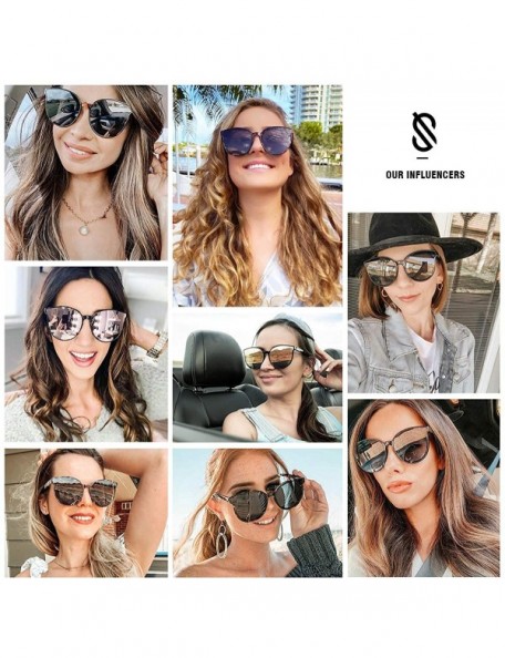 Oval Fashion Round Sunglasses for Women Men Oversized Vintage Shades SJ2057 - C1 Black Frame/Grey Lens - CM18D8YZAMC $17.63