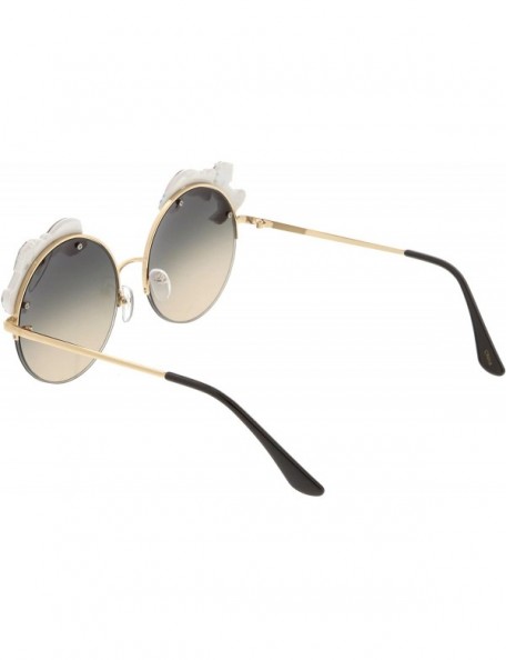 Rimless Unicorn Rainbow Semi Rimless Gradient Colored Round Lens Sunglasses 56mm - Gold / Smoke Beige - CT182GGSQWH $9.28