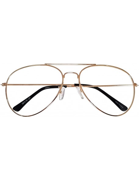 Aviator Vintage Aviator Eyeglasses Metal Frames Clear Lens Glasses Non-prescription - Pink Gold 76021 - C518LY2E27Q $7.49