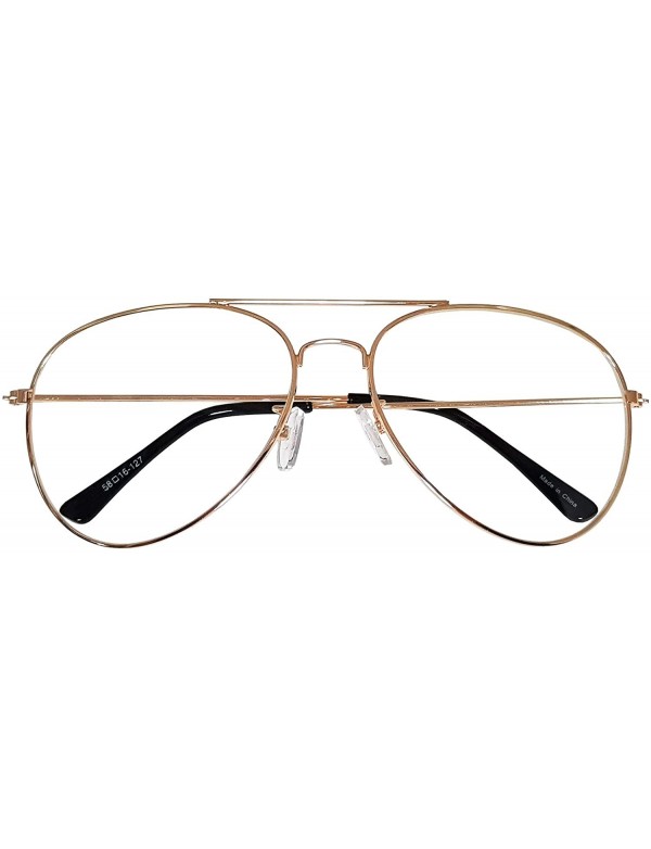 Vintage Aviator Eyeglasses Metal Frames Clear Lens Glasses Non prescription Pink Gold 76021 C518LY2E27Q