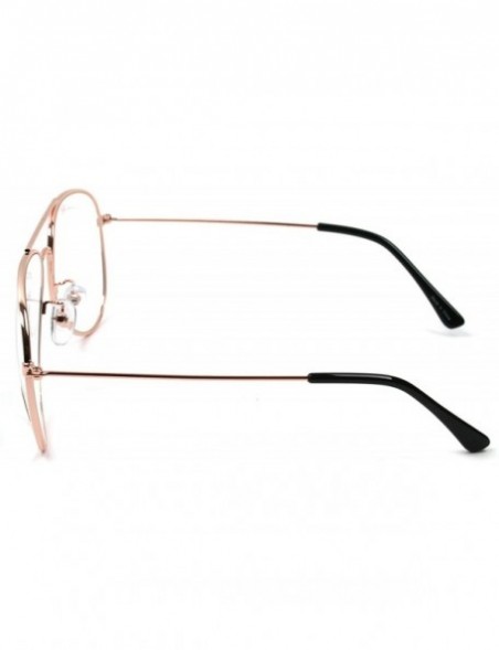 Aviator Vintage Aviator Eyeglasses Metal Frames Clear Lens Glasses Non-prescription - Pink Gold 76021 - C518LY2E27Q $7.49