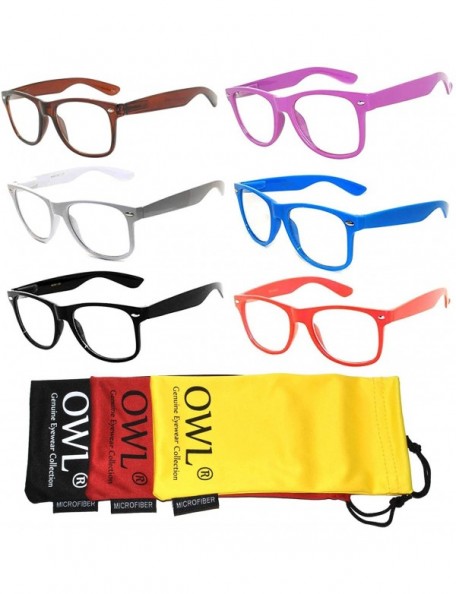 Rectangular 5-6-10-12 Pack Retro 80's Vintage Sunglasses Clear Lens Colored Frame - CO11NEHY7A1 $11.59