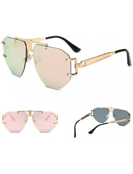 Goggle Vintage Sunglasses Oversized Windproof Glasses - Pink&silver - CX18LN29UKG $15.26