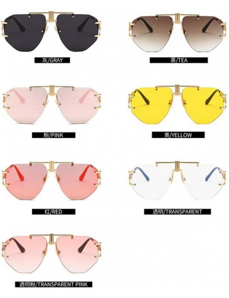 Goggle Vintage Sunglasses Oversized Windproof Glasses - Pink&silver - CX18LN29UKG $15.26