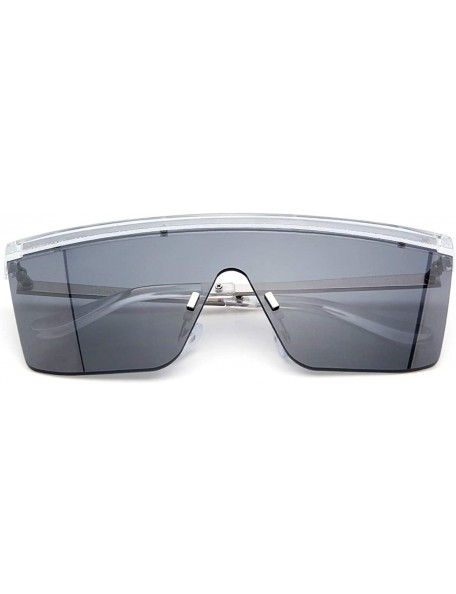 Shield Flat Top Square Fashion Shield Sunglasses for Women Man Oversized One Piece Lens Sun Glasses - Grey - CN18WOEEEDZ $18.59
