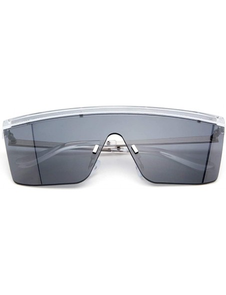 Shield Flat Top Square Fashion Shield Sunglasses for Women Man Oversized One Piece Lens Sun Glasses - Grey - CN18WOEEEDZ $8.91