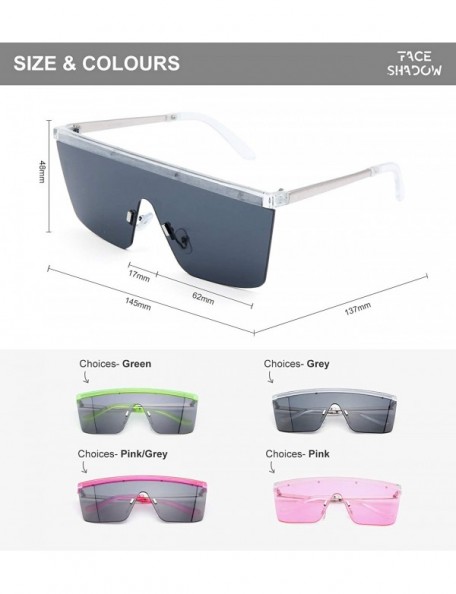 Shield Flat Top Square Fashion Shield Sunglasses for Women Man Oversized One Piece Lens Sun Glasses - Grey - CN18WOEEEDZ $8.91