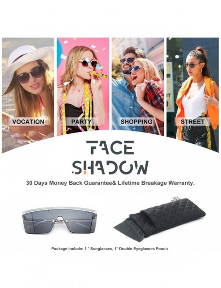 Shield Flat Top Square Fashion Shield Sunglasses for Women Man Oversized One Piece Lens Sun Glasses - Grey - CN18WOEEEDZ $8.91