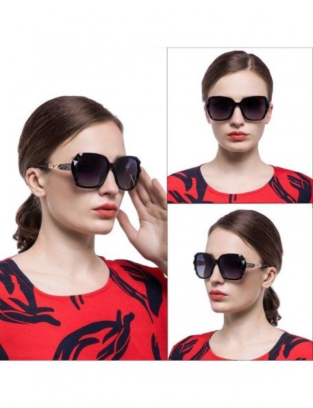 Oversized Oversized Sunglasses for Women Polarized UV Protection Vintage Fashion Sun Glasses Ladies Shades - C4196OS8UCI $12.18