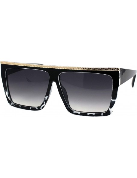 Square Womens Square Sunglasses Flat Gold Metal Top Chic Trendy Shades UV 400 - Black Tortoise (Smoke) - C8196ACLO0T $10.74