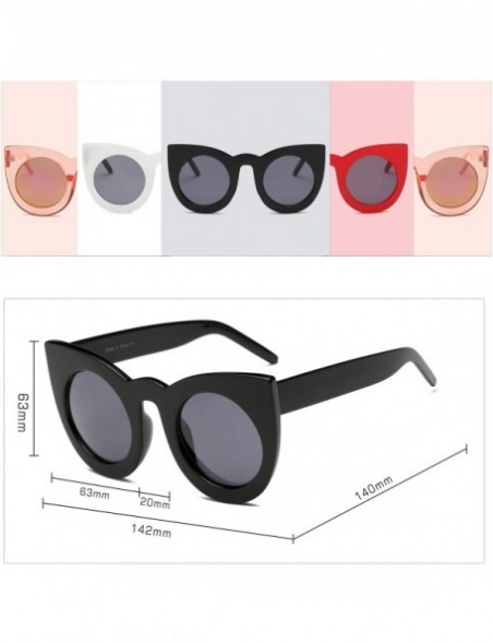 Round Women Round Cat Eye Oversized Designer Sunglasses - White - CH18I9QDKYU $9.61