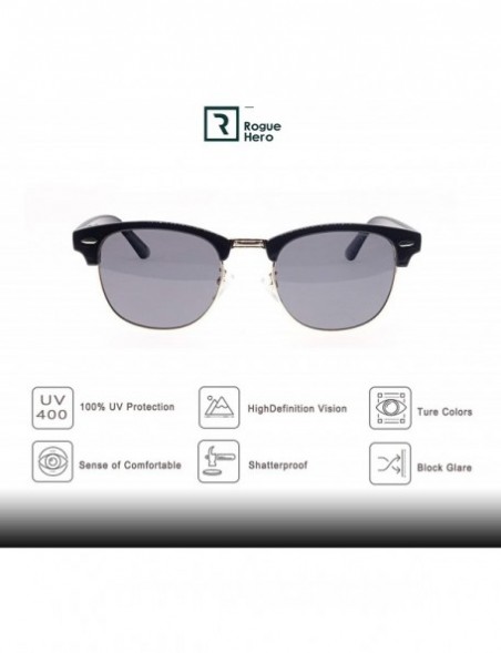 Rimless Semi Rimless Polarized Sunglasses Women UV Protection Men Retro Brand Sun Glasses - Shiny Black / Black - CZ18XQGRRRH...