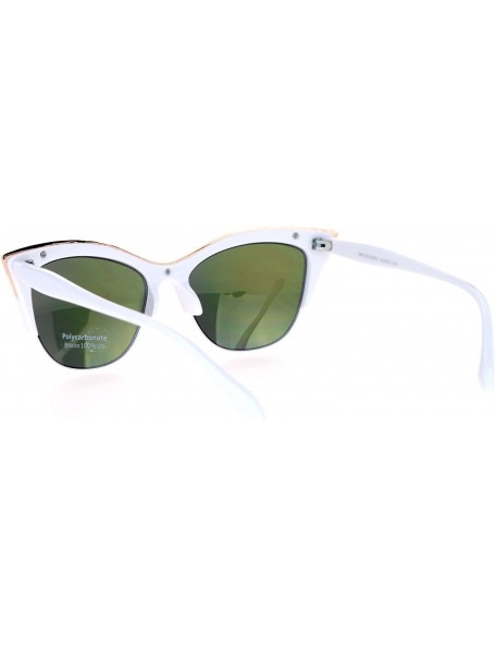 Butterfly Cateye Butterfly Sunglasses Designer Fashion Womens Shades Metal Top - White (Orange Mirror) - CW188LR6G46 $8.28