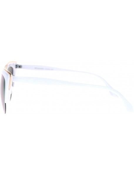 Butterfly Cateye Butterfly Sunglasses Designer Fashion Womens Shades Metal Top - White (Orange Mirror) - CW188LR6G46 $8.28