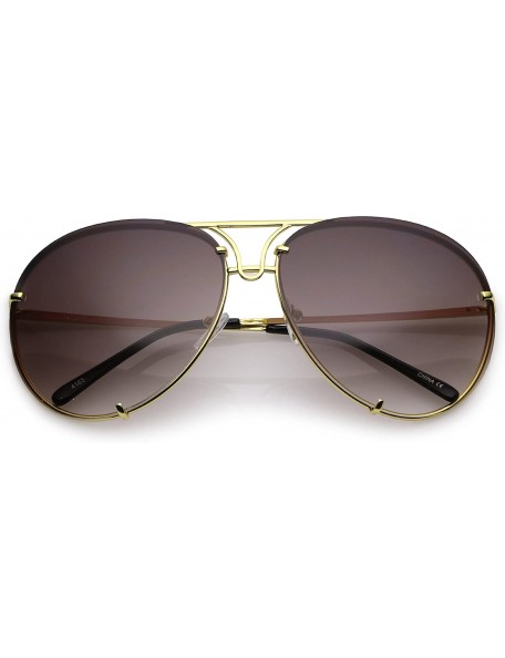 Aviator Oversize Rimless Metal Slim Arms Tinted Lens Aviator Sunglasses 68mm - Gold / Lavender - CH183CT2HLH $9.19