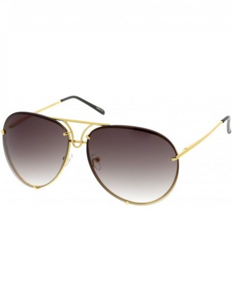 Aviator Oversize Rimless Metal Slim Arms Tinted Lens Aviator Sunglasses 68mm - Gold / Lavender - CH183CT2HLH $9.19