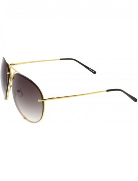 Aviator Oversize Rimless Metal Slim Arms Tinted Lens Aviator Sunglasses 68mm - Gold / Lavender - CH183CT2HLH $9.19
