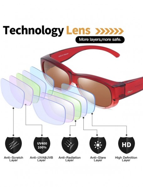 Sport Unisex Wear Over Prescription Glasses Rx Glasses Polarized Sunglasses 8956 - Common Wine Red Frame Brown Lens - C212C8O...