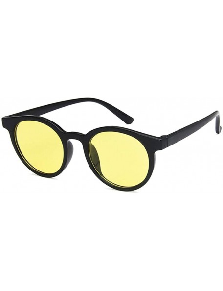 Oval Unisex Sunglasses Retro Beige Drive Holiday Oval Non-Polarized UV400 - Bright Black Yellow - C018RKGACWT $11.09