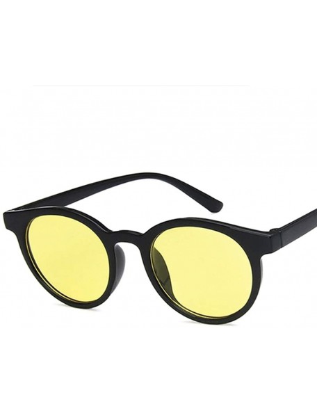 Oval Unisex Sunglasses Retro Beige Drive Holiday Oval Non-Polarized UV400 - Bright Black Yellow - C018RKGACWT $11.09