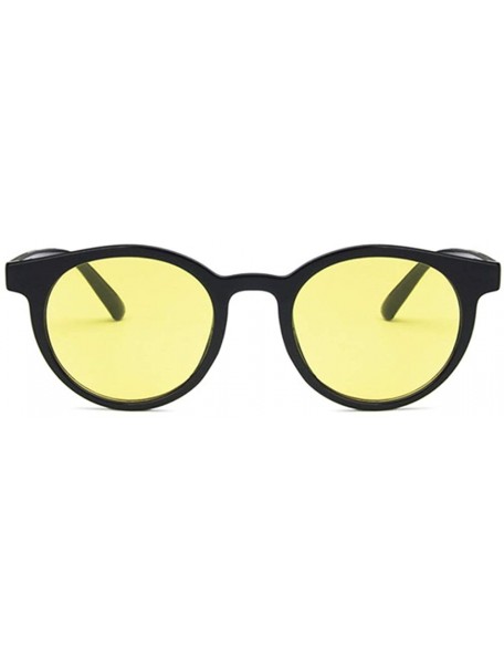 Oval Unisex Sunglasses Retro Beige Drive Holiday Oval Non-Polarized UV400 - Bright Black Yellow - C018RKGACWT $11.09