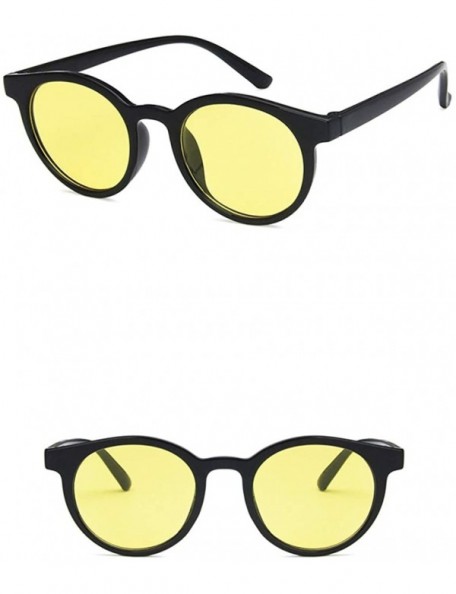 Oval Unisex Sunglasses Retro Beige Drive Holiday Oval Non-Polarized UV400 - Bright Black Yellow - C018RKGACWT $11.09