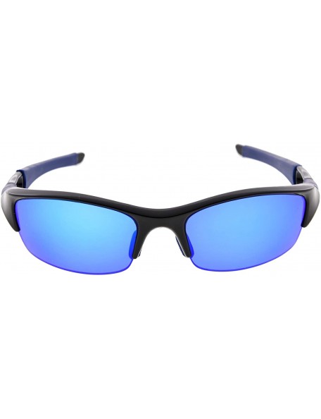 Rimless Unbreakable Polycarbonate Half Rimless Sunglasses - Black/Blue Mirror - CC17XXM8ZOZ $13.21