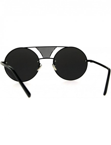 Round Round Circle Frame Sunglasses Rims Behind Lens Unique Bridge Design - Black (Black) - CG187EKYQOD $9.87