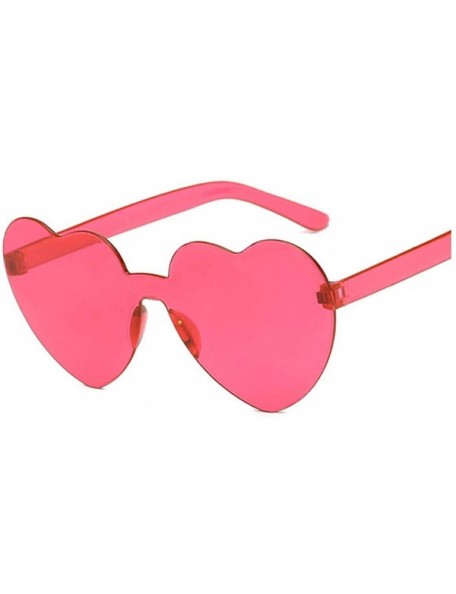 Semi-rimless Love Heart Sunglasses Women New Fashion Cute Sexy Retro Cat Eye Vintage Cheap Sun Glasses Red Female - Rose Red ...