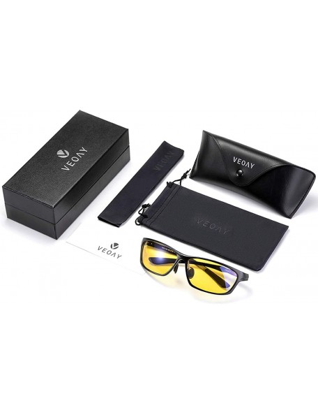 Rectangular HD Night Driving Glasses Anti Glare Polarized Night Vision Glasses Safe Driving Glasses for Men Women - Yellow 2 ...