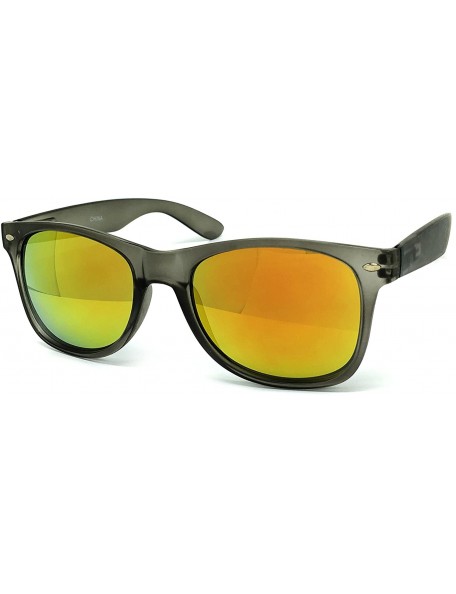 Oversized 97800-1 Premium Soft Horned Rim Matte Finish Mirror Retro Sunglasses - Grey/ Red Gold - CB18OEMWYKY $13.54
