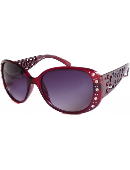 Oval RETRO Women Rhinestone Hawaiian Hibiscus Style Fashion Sunglasses RED - CY11E15J5F3 $14.52