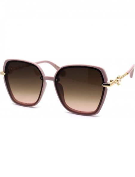 Butterfly Womens Pearl Jewel Flower Chain Arm Butterfly Sunglasses - Pink Gold Brown - CM194KSNH6M $10.76