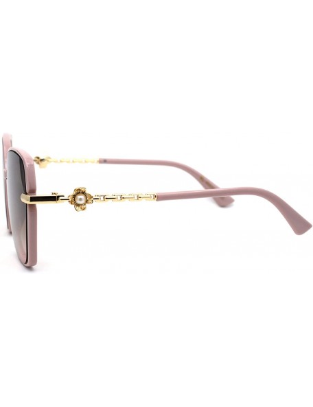 Butterfly Womens Pearl Jewel Flower Chain Arm Butterfly Sunglasses - Pink Gold Brown - CM194KSNH6M $10.76