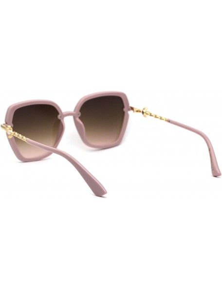 Butterfly Womens Pearl Jewel Flower Chain Arm Butterfly Sunglasses - Pink Gold Brown - CM194KSNH6M $10.76