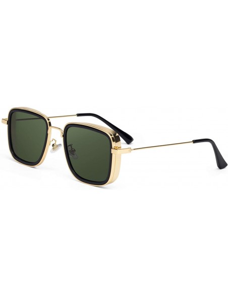 Square Steampunk Style Retro Square UV Protection Sunglasses Metal Frame Flat Lens for Men and Women - Green - C118YDNDM7N $1...