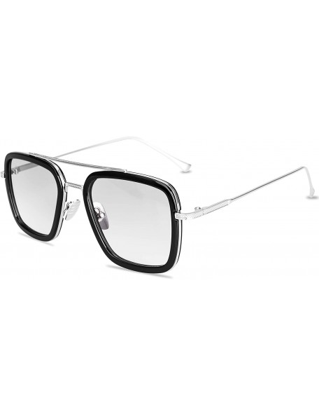 Square Tony Stark Sunglasses Retro Aviator Sunglasses Square Metal Frame Iron Man Sunglasses - Tony Stark Same Color - C818WG...