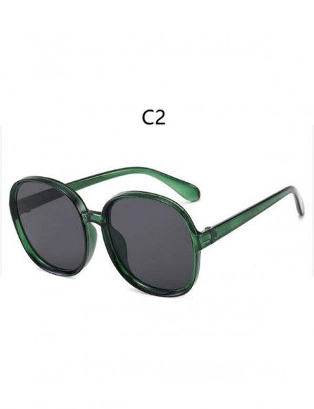 Oversized Plastic Classic Vintage Women Sunglasses Oversized Round Frame Luxury Glasses Big Shades Oculos - C2 Green Black - ...