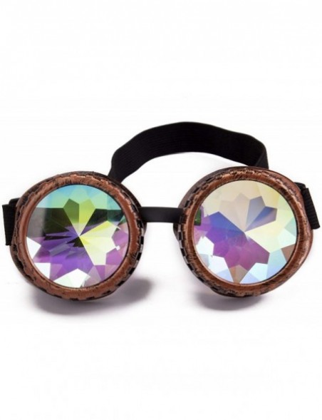 Round Steampunk Goggles Vintage Welding Punk Gothic Glasses Kaleidoscope Glasses - Brass - CV18T2XZZ9A $11.33